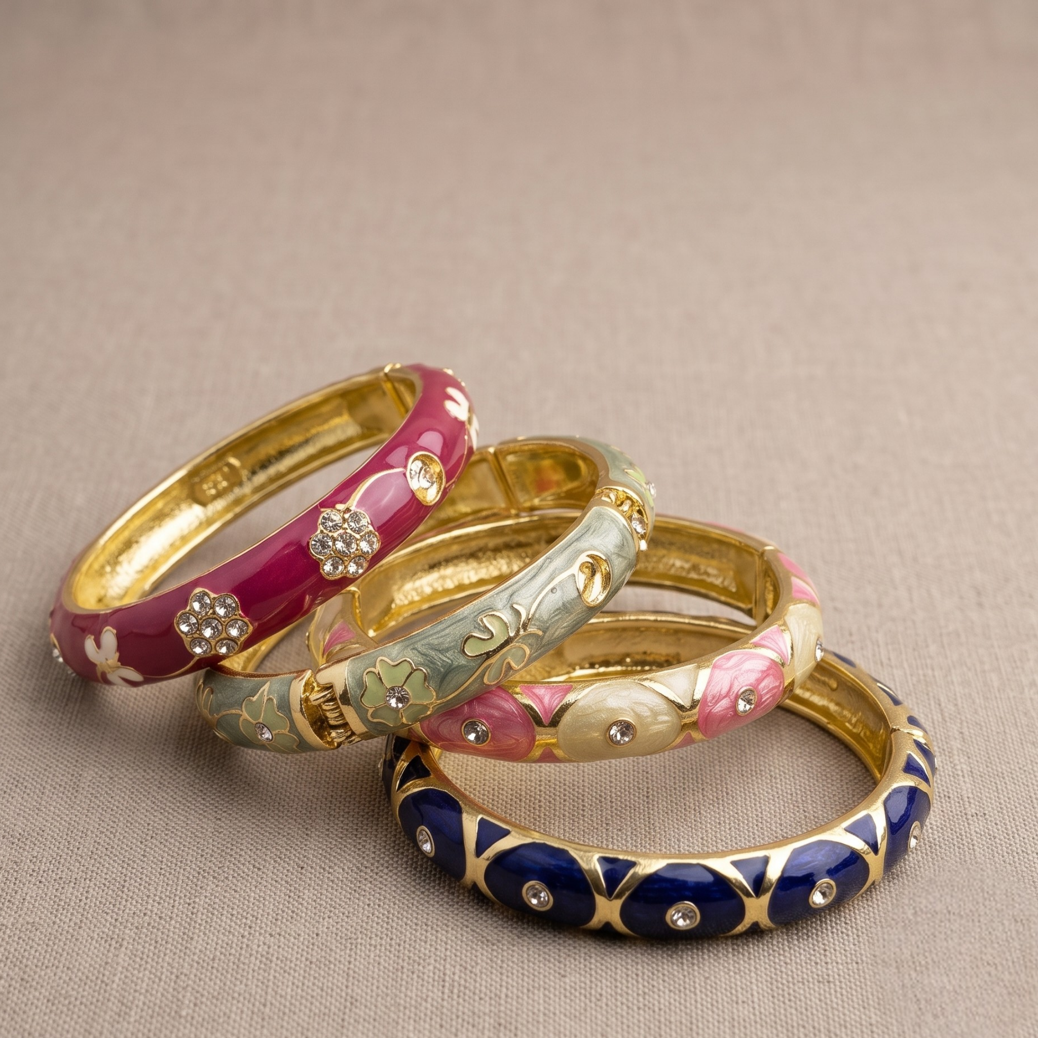 Handcrafted Green Meenakari bangles with gold-toned finish – Vaya Kriti
