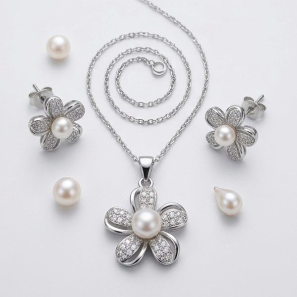 Pearl Flower Jewelry Set