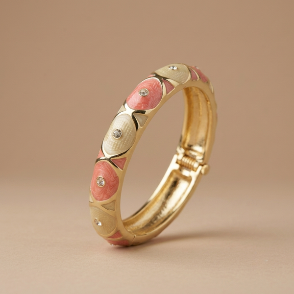 Pink & White Enamel Meenakari Bangle