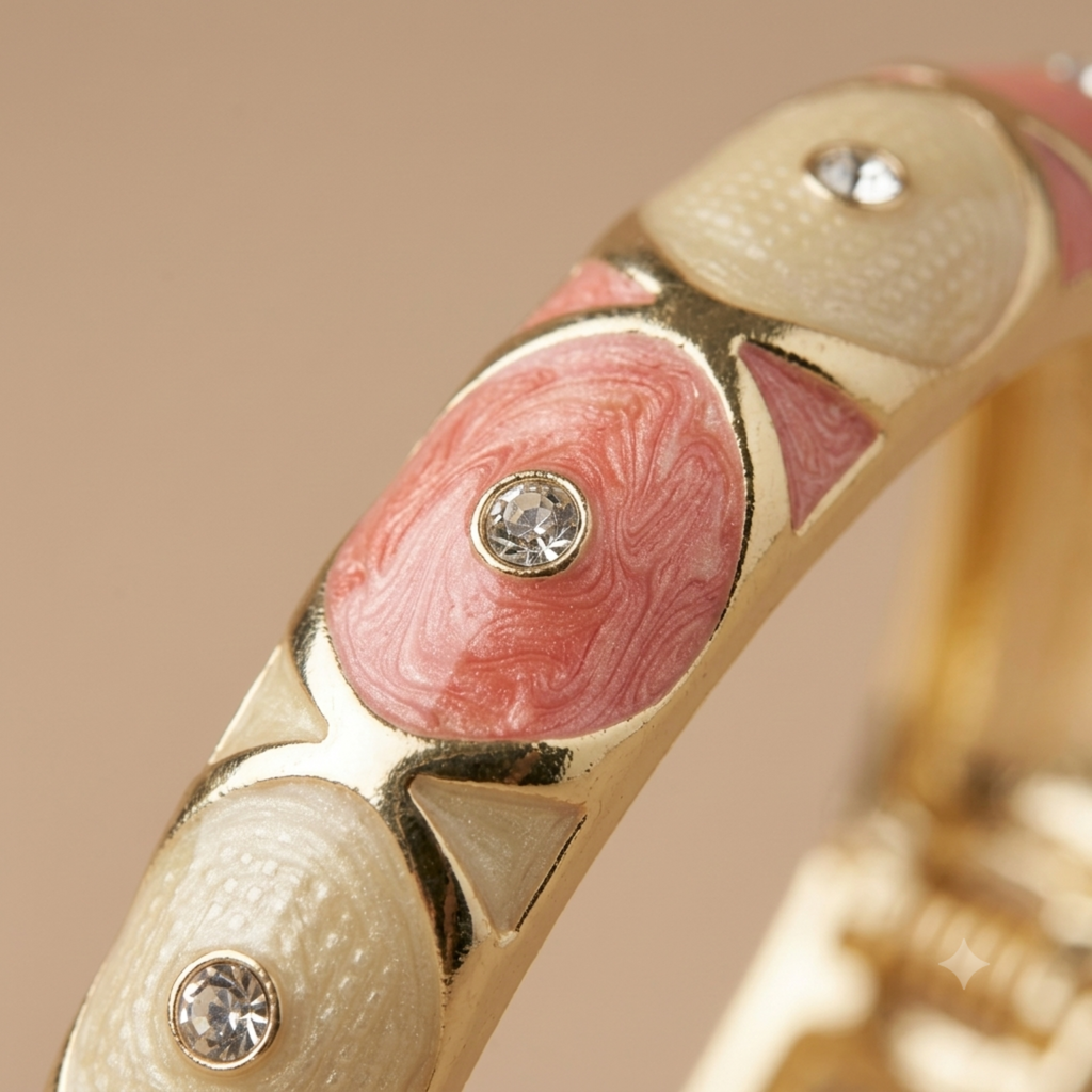 Pink & White Enamel Meenakari Bangle