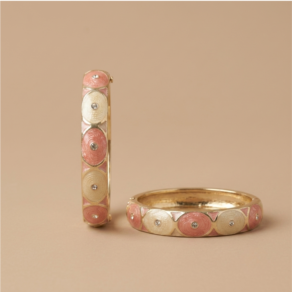 Pink & White Enamel Meenakari Bangle