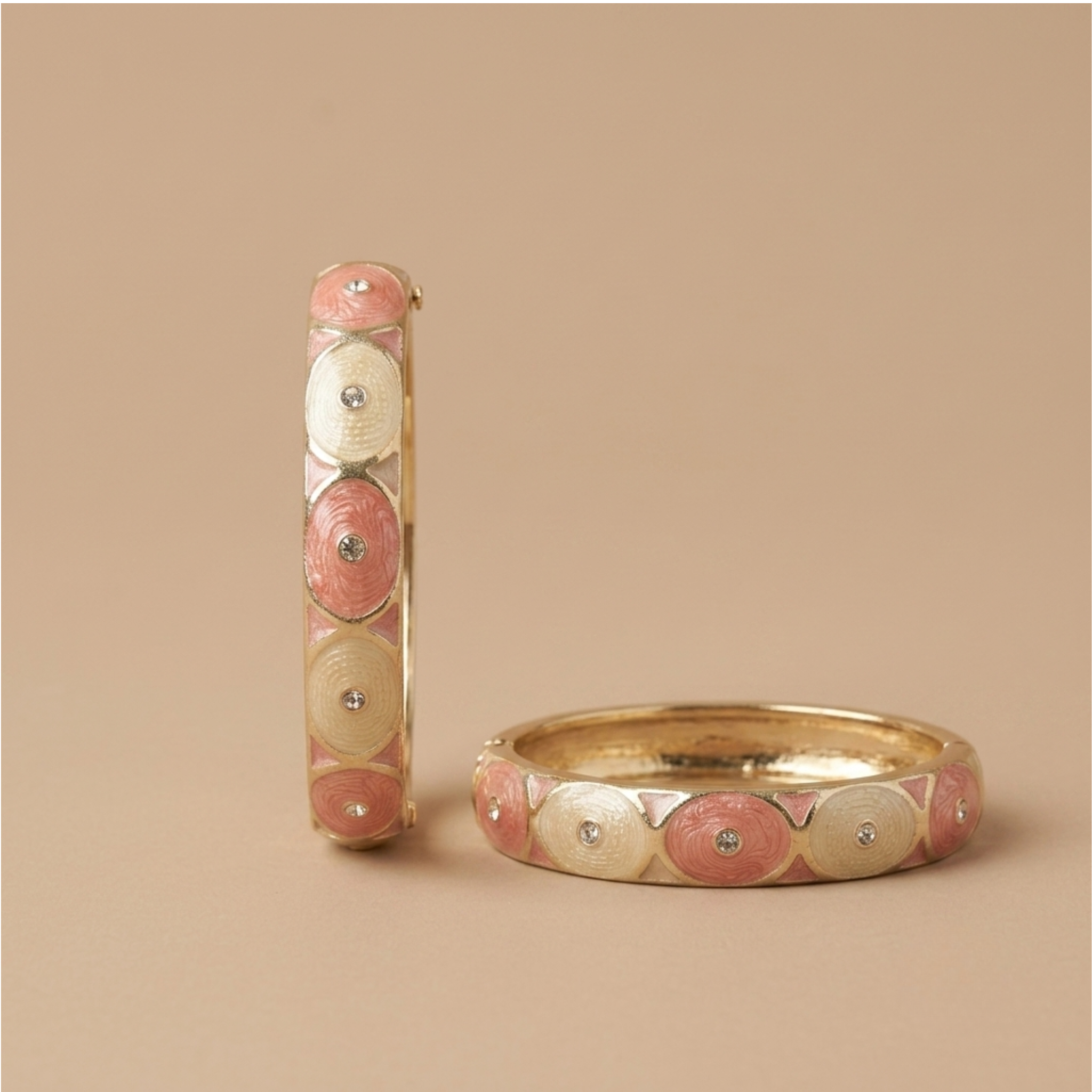 Pink & White Enamel Meenakari Bangle