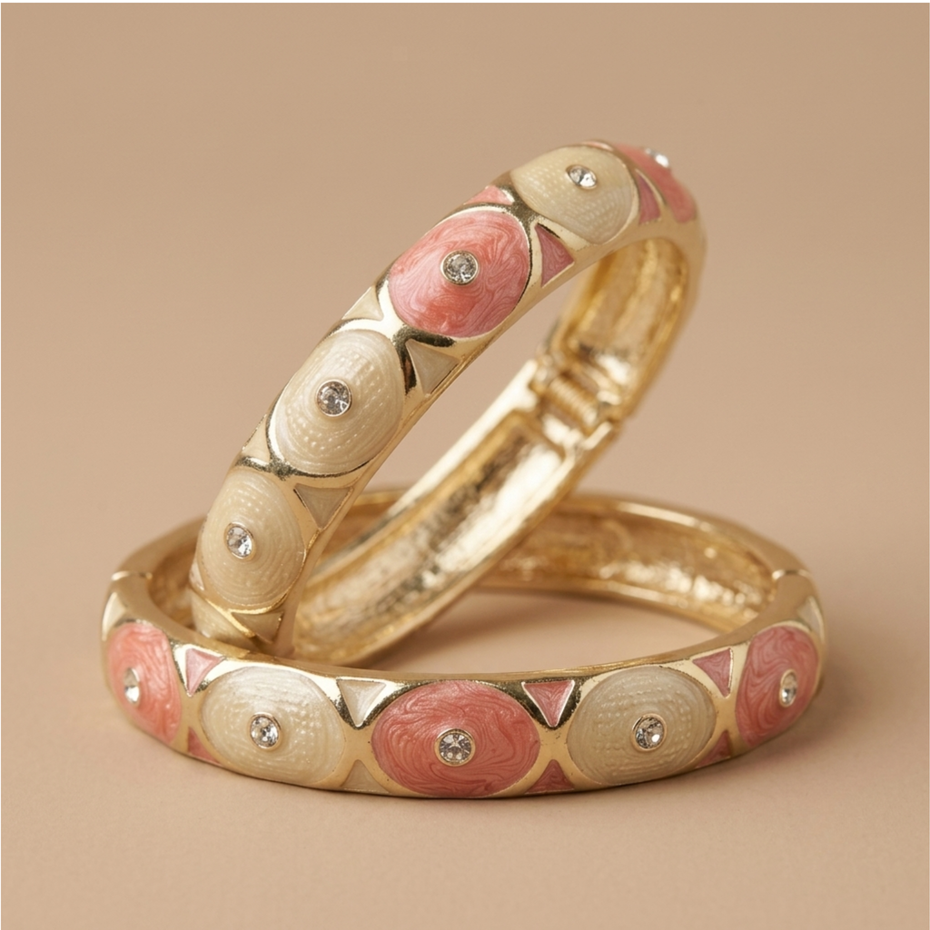 Pink & White Enamel Meenakari Bangle