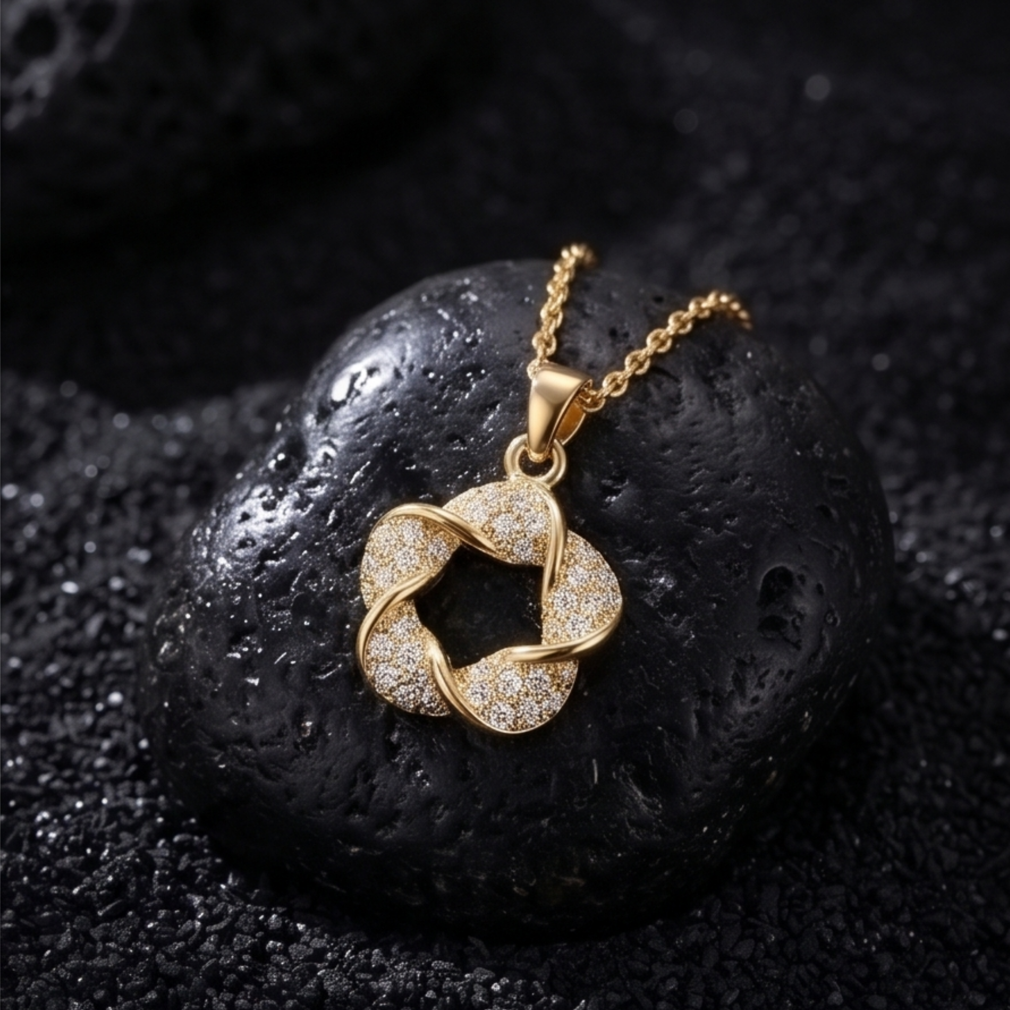 Eternity Twist Pavé Pendant Necklace in Gold