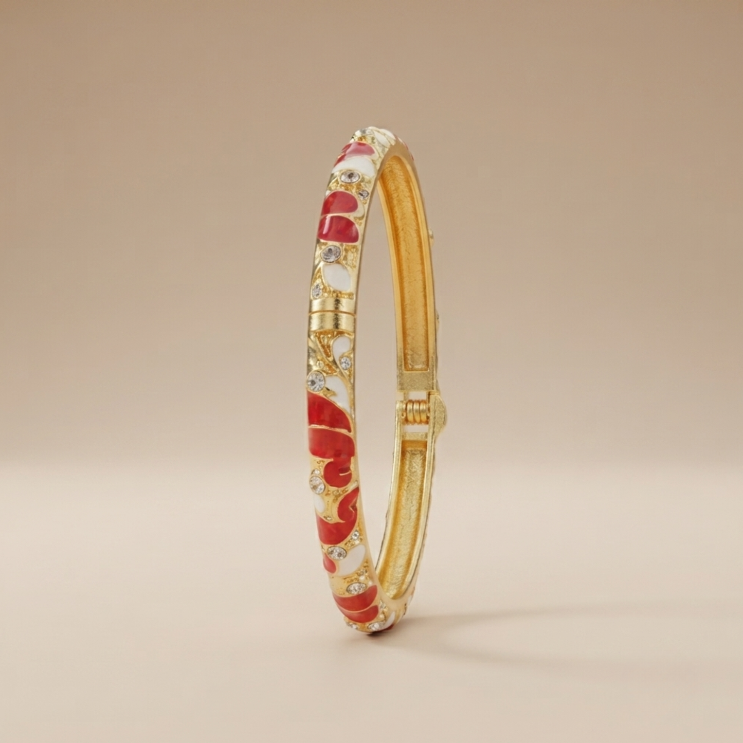 Red & White Enamel Pebble Bangle
