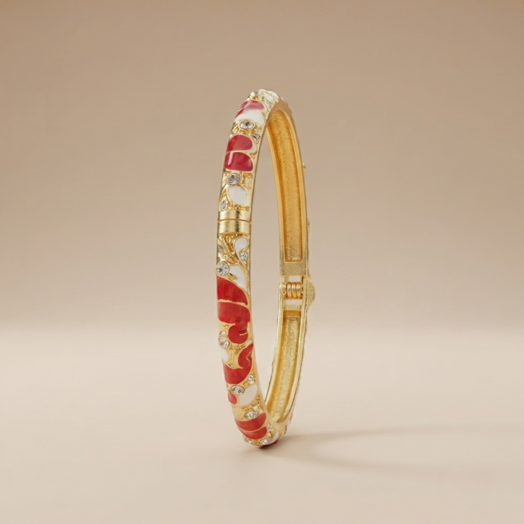 Red & White Enamel Pebble Bangle