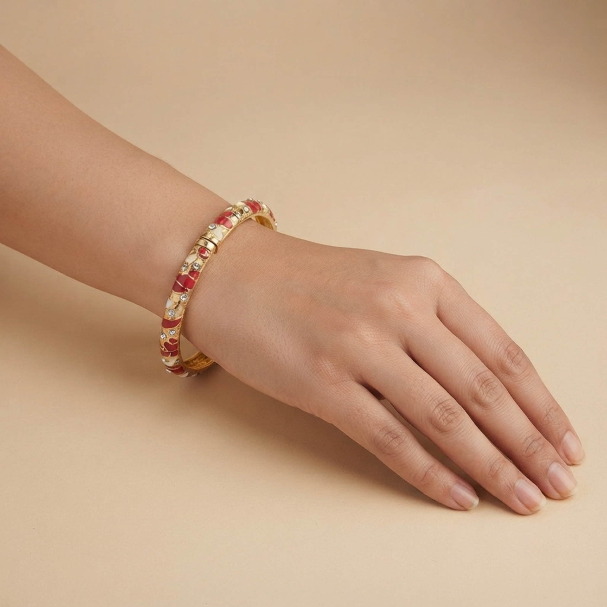 Red & White Enamel Pebble Bangle