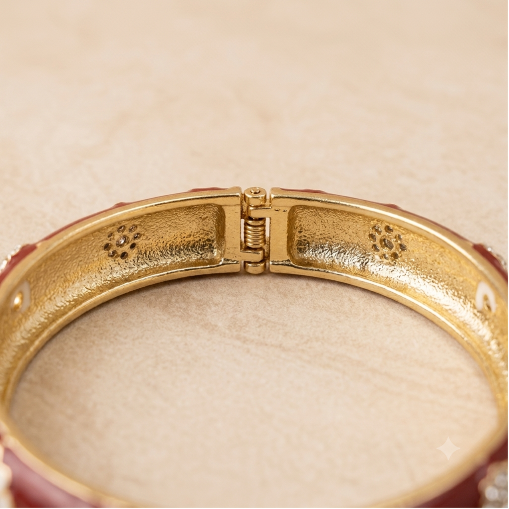 Pink & White Enamel Meenakari Bangle