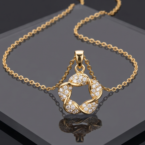 Eternity Twist Pavé Pendant Necklace in Gold