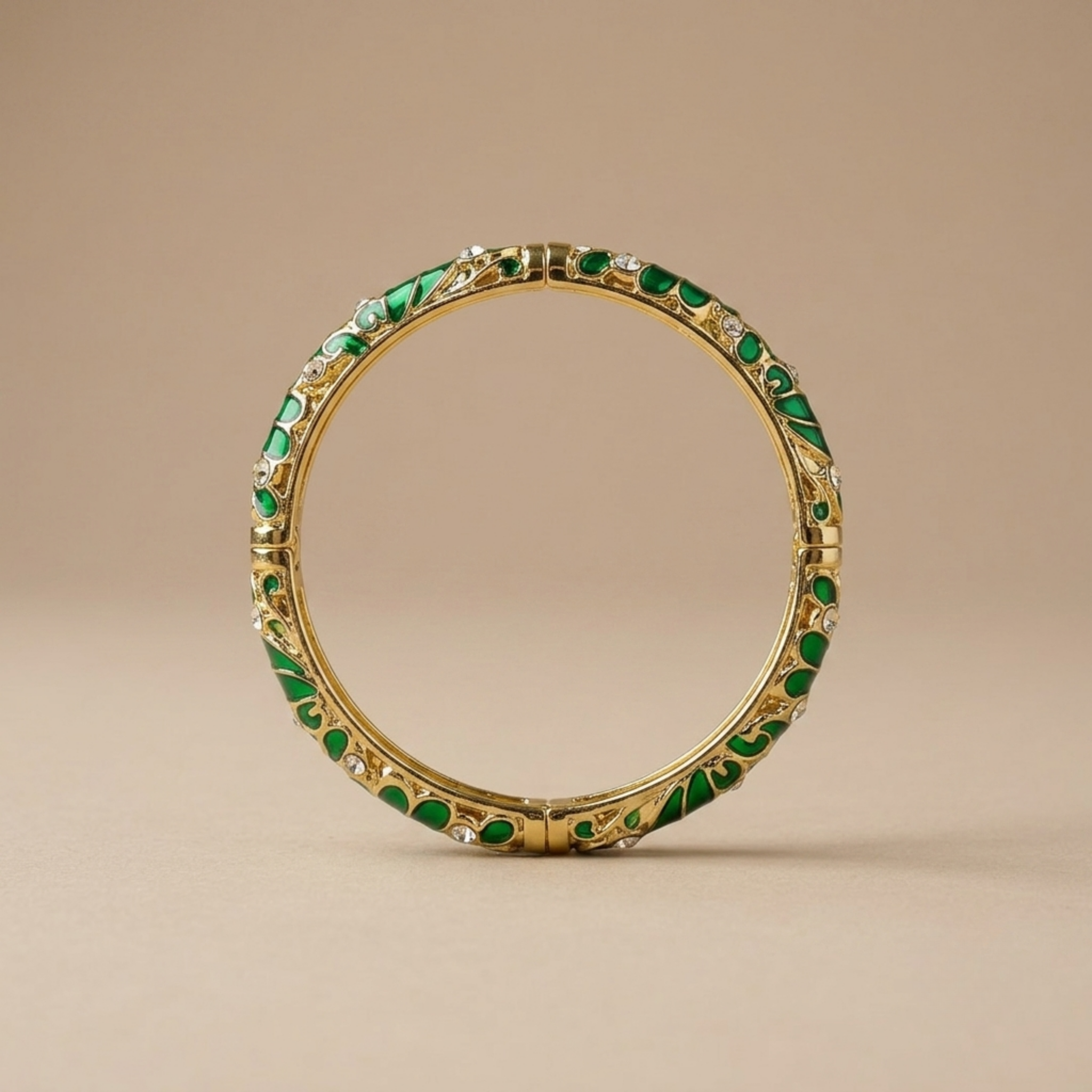 Emerald Enamel Paisley Bangle