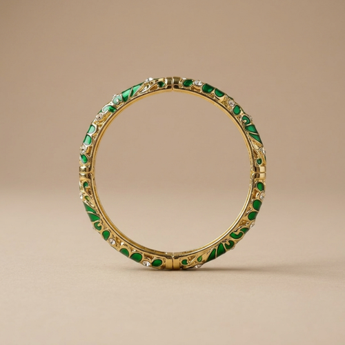 Emerald Enamel Paisley Bangle