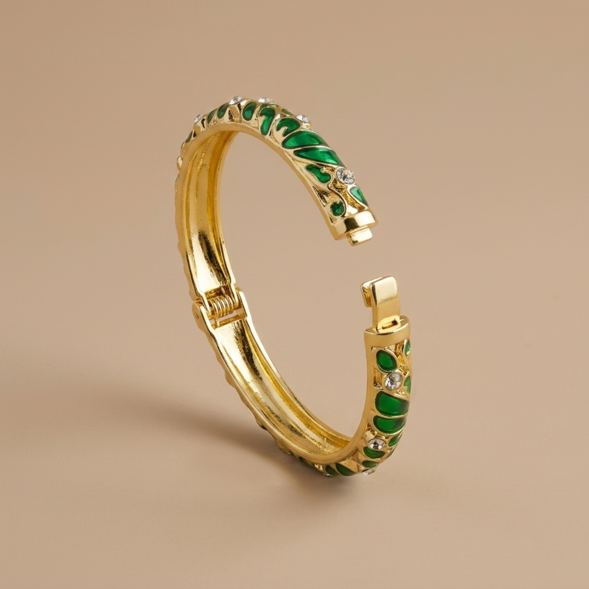 Emerald Enamel Paisley Bangle