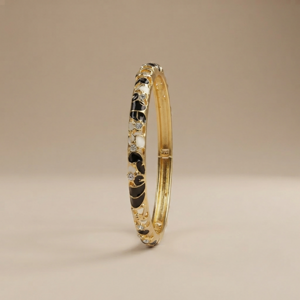Black & White Enamel Cutwork Bangle