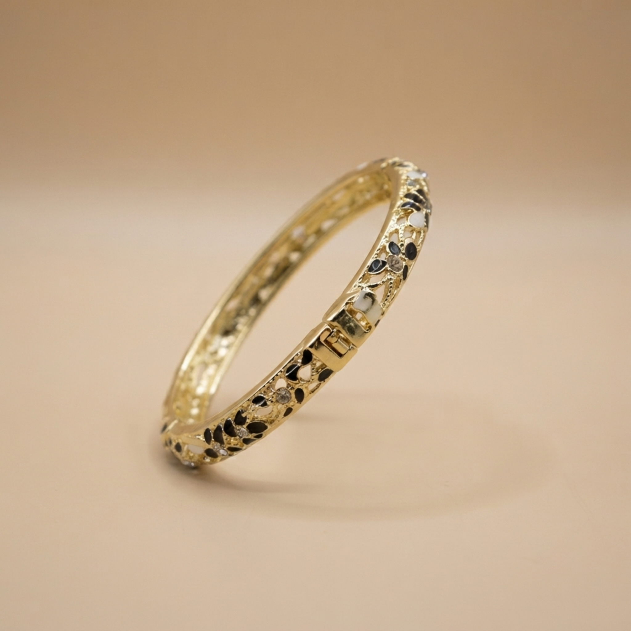 Black & White Enamel Cutwork Bangle