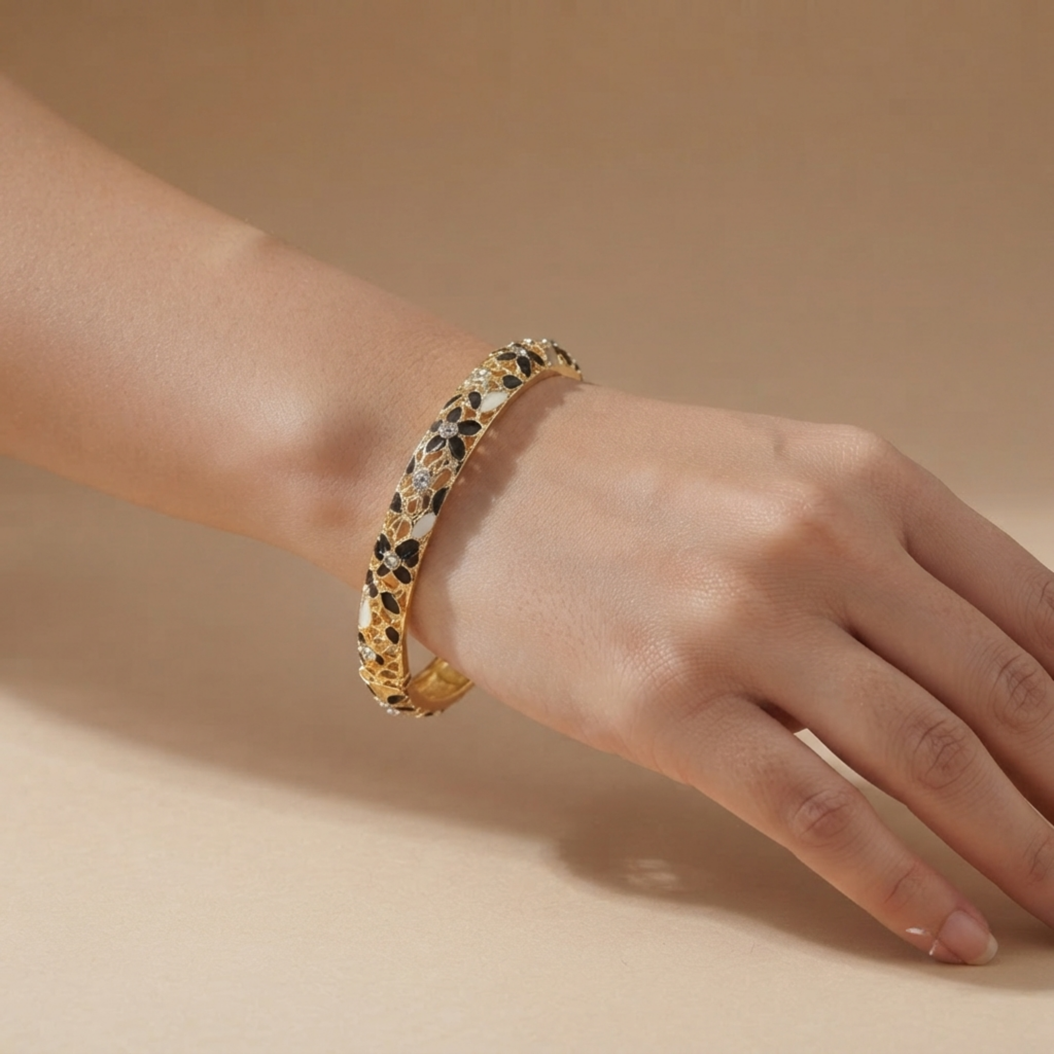 Black & White Enamel Cutwork Bangle