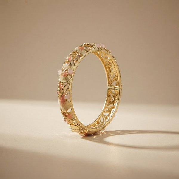 Cream & Pink Filigree Bangle