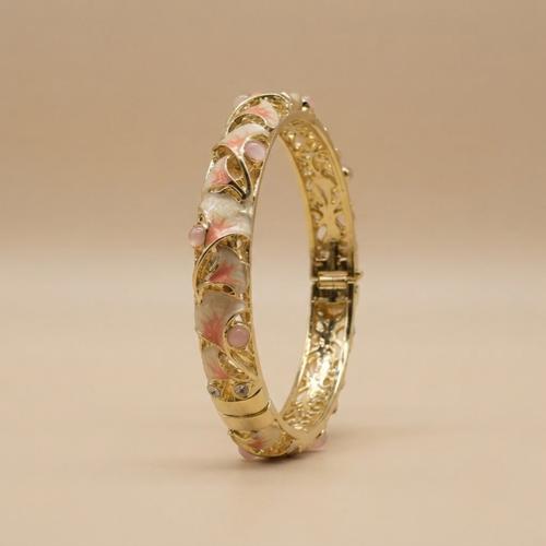 Cream & Pink Filigree Bangle